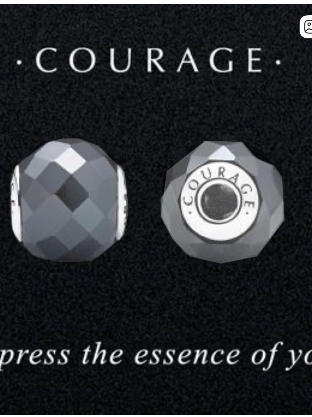 Pandora Essence Courage Faceted Gray Charm Bead